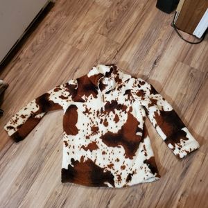 Cow Print Fleece Pullover